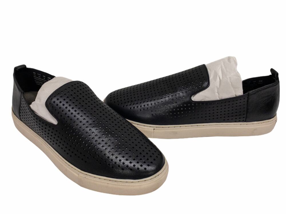 Hush Puppies Manda Perf Women's 11 Black Leather Slip-On Sneaker Loafer